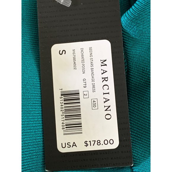 Marciano Los Angeles Aqua Bare Back Bandage Dress Small NWT Long Sleeve 6648 - Picture 13 of 16